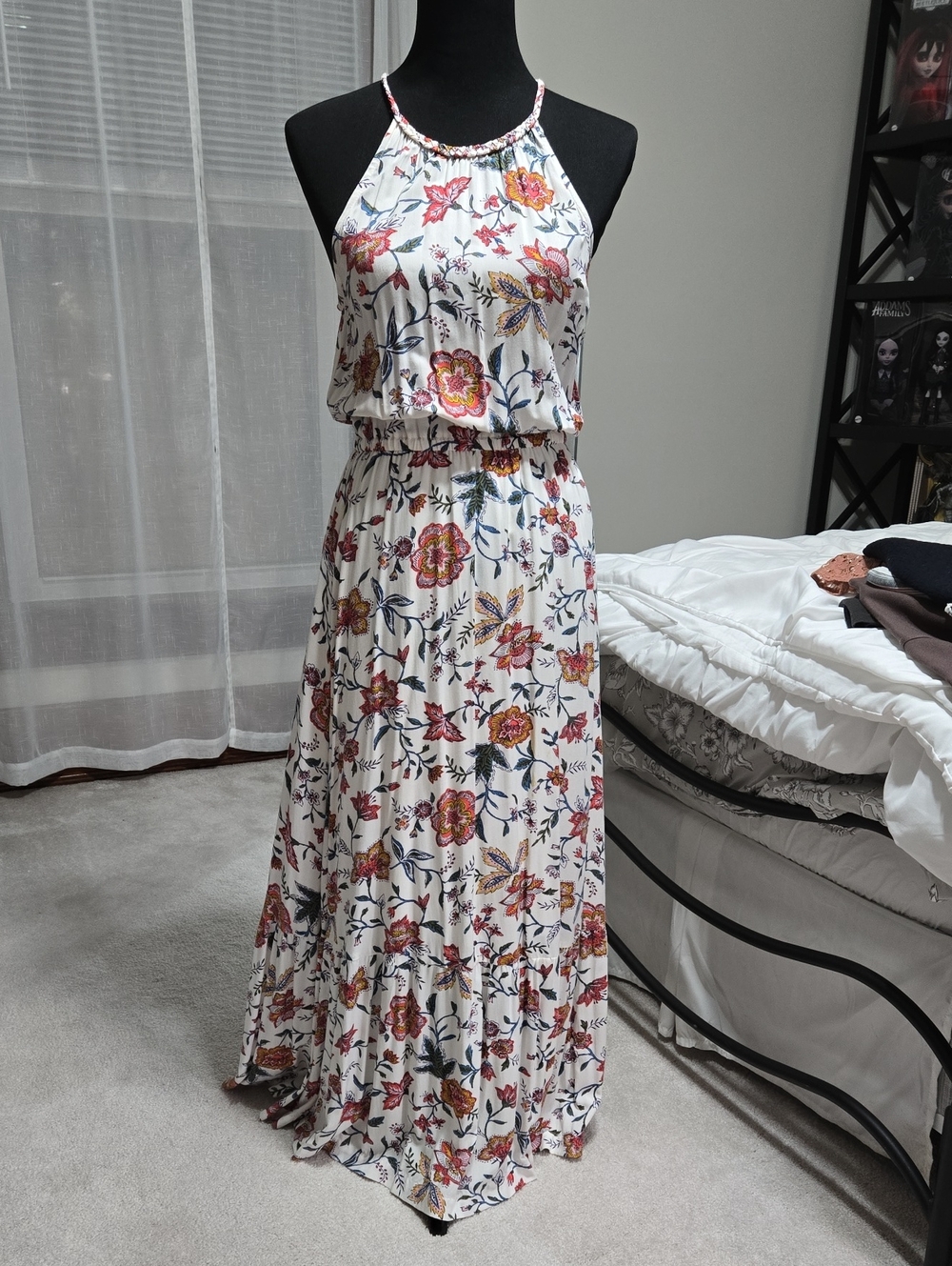 Old Navy White Floral Halter Maxi Dress